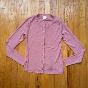 Nation‎ LTD Cardigan Light Sweater S Pink Ribbed Button Front Knit Stretch Top